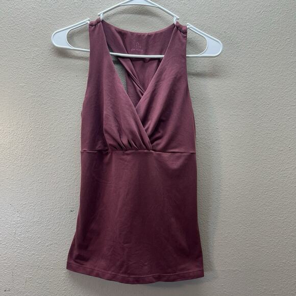 PrAna Support Tank Top Built In Shelf Bra Kira Faux Wrap Tank Top XL Pink Y2K - Picture 1 of 5